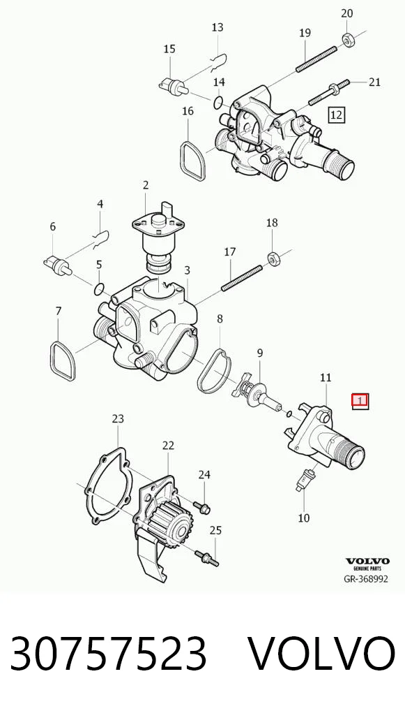 30757523 Volvo Obudowa termostatu