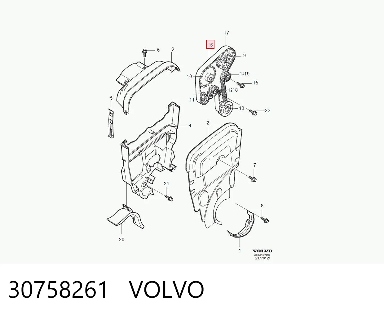 30758261 Volvo Pasek rozrządu, zestaw