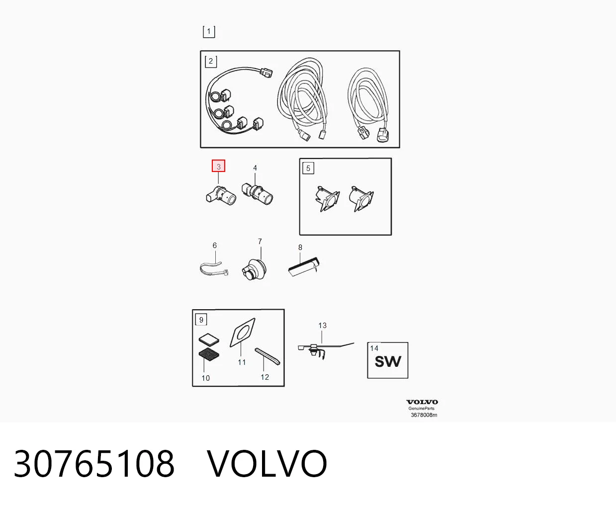 30765108 Volvo Czujnik parkowania tylny