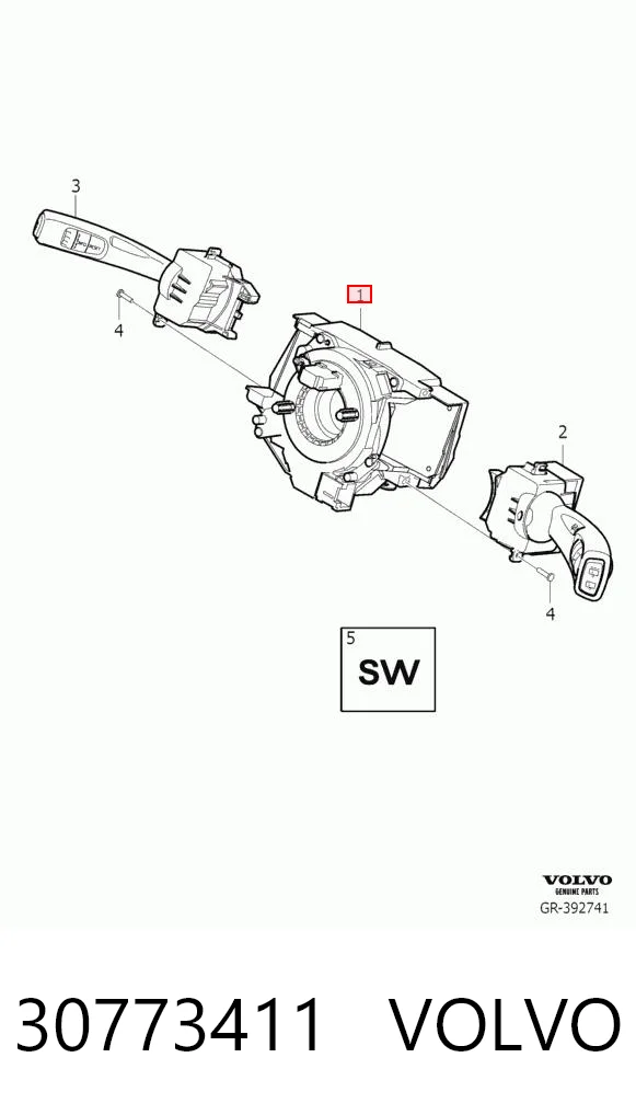 30773411 Volvo Pierścień kontaktowy AIRBAG, taśma kierownicy