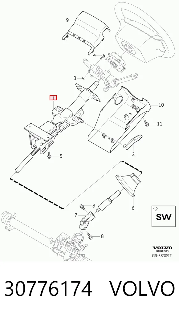 Do koszyka Kolumna (wał) kierownicza (kierownicy) Volvo XC90  