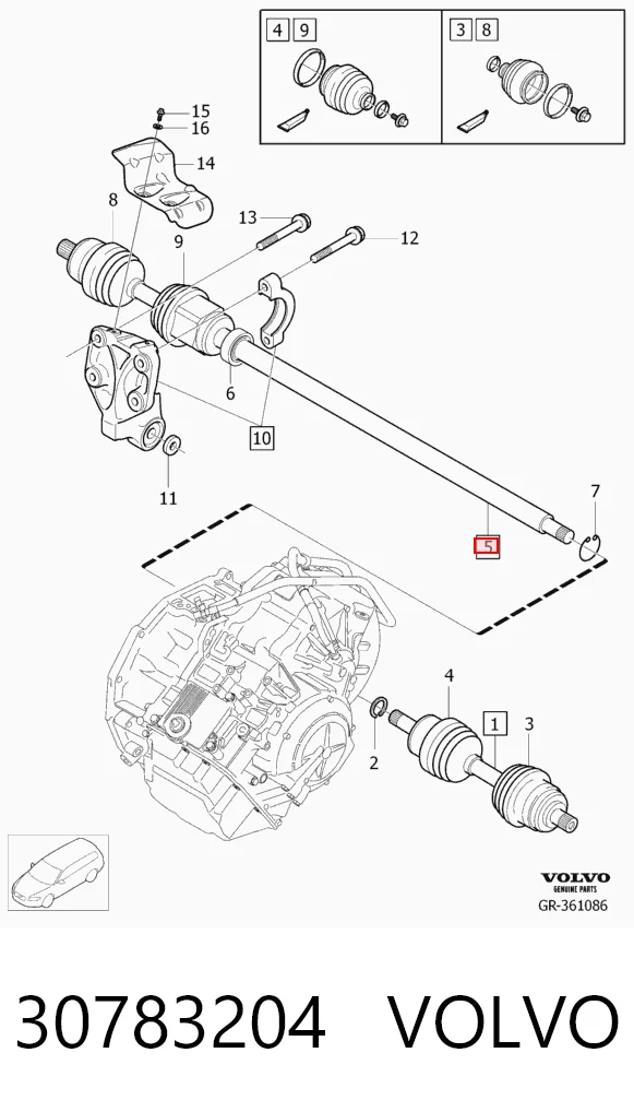 Półoś napędowa przednia prawa Volvo S60 II sedana (134) (2010 - 2018) cena, od 129,33 USD
