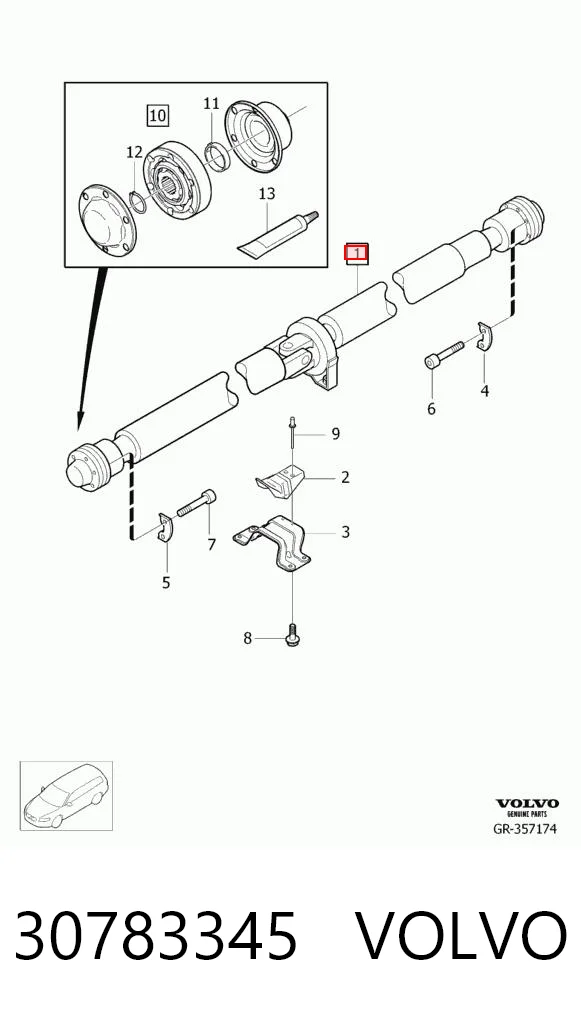 30783345 Volvo Wał Cardana tylny, kompletny