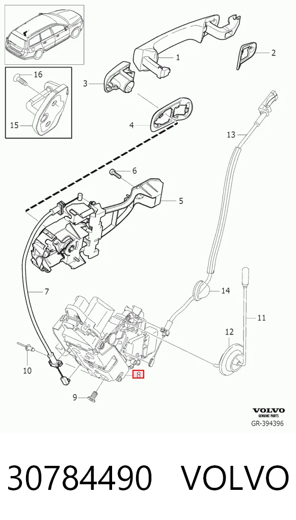 Zamek drzwi tylnych lewych do Volvo V50  MW