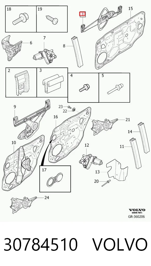 Mechanizm podnoszenia szyby drzwi przednich prawych Volvo XC70 II kombi (BZ) (2007 - 2016) cena, od 100,93 USD