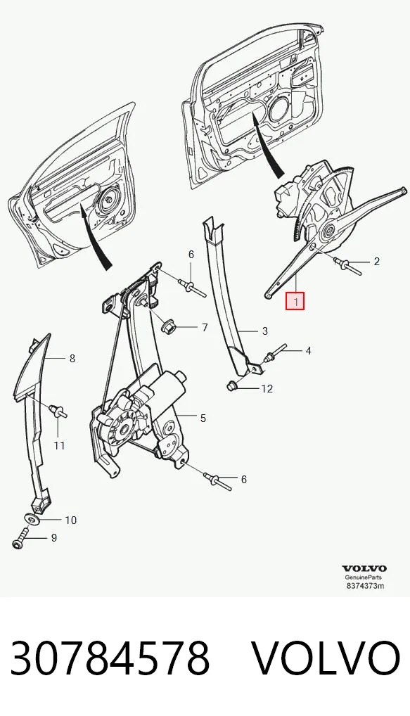 30784578 Volvo Mechanizm podnoszenia szyby drzwi przednich lewych
