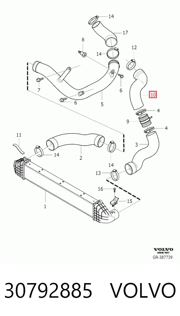 30792885 Volvo Przewód (króciec) intercoolera
