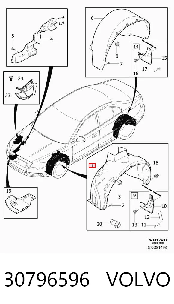 30796596 Volvo Nadkole błotnika przedniego lewe