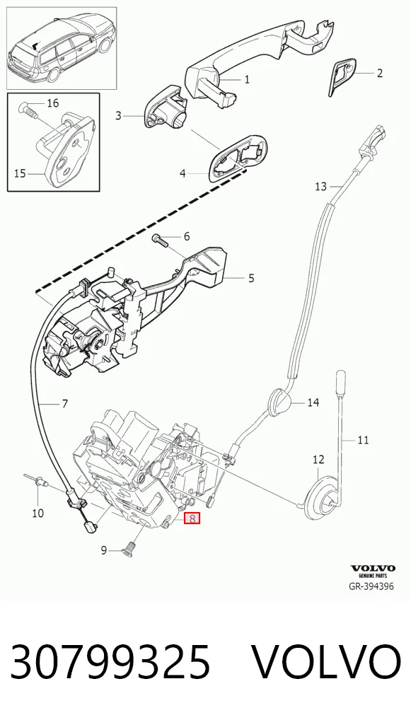 30799325 Volvo Zamek drzwi tylnych lewych