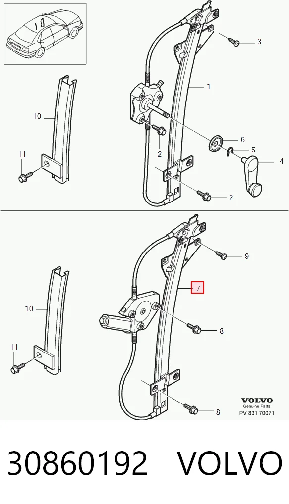 Mechanizm podnoszenia szyby drzwi przednich prawych Volvo V40 kombi (VW) (1995 - 2004) cena, od 74,14 USD