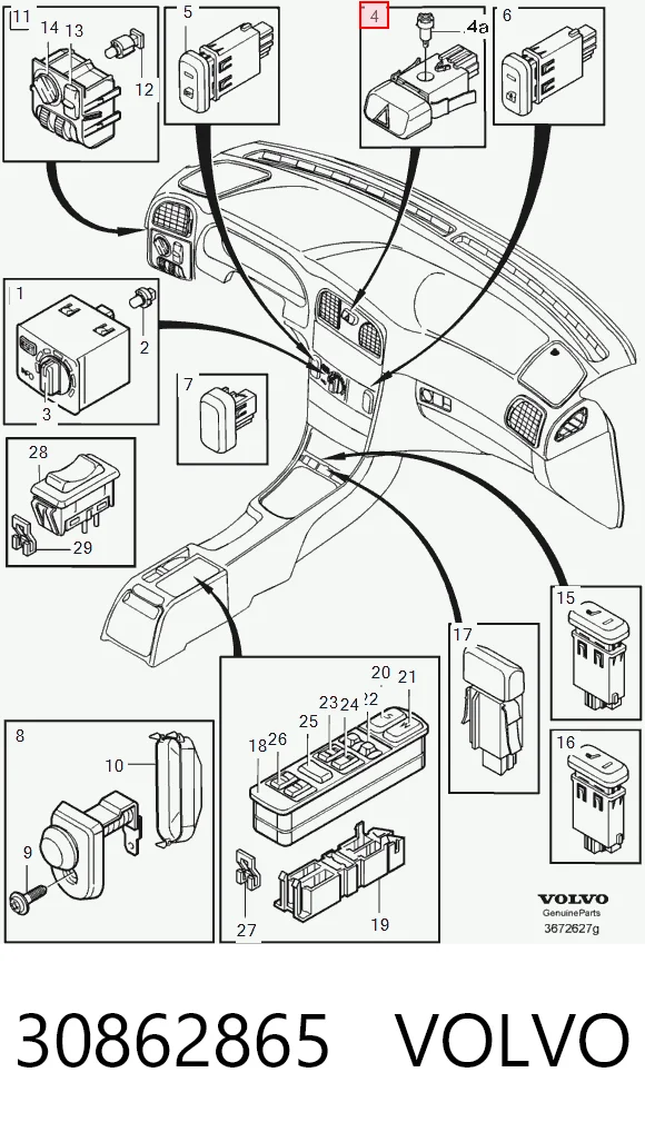 Przycisk włączania światła awaryjnego do Volvo S40 I VS