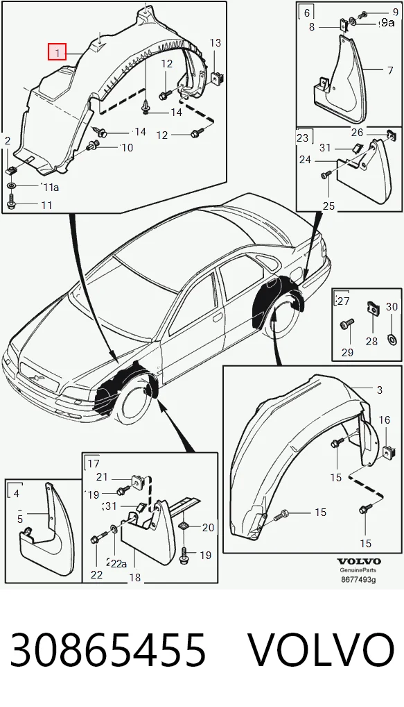 Nadkole błotnika przedniego lewe do Volvo V40  VW