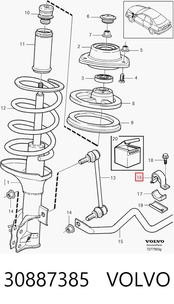 30887385 Volvo Tuleja stabilizatora przedniego