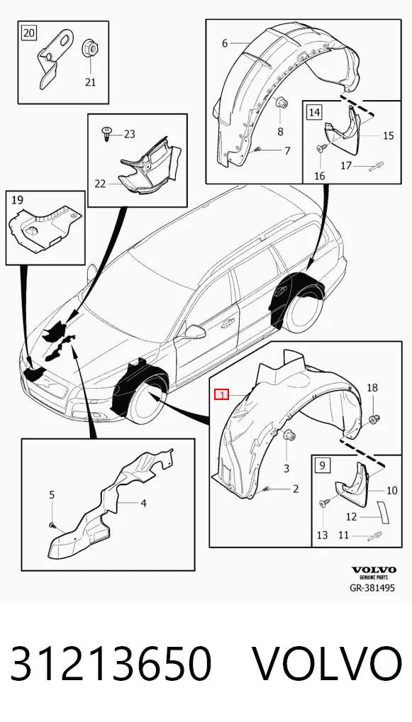 Nadkole błotnika przedniego lewe Volvo XC70 II kombi (BZ) (2007 - 2016) cena, od 30,82 USD