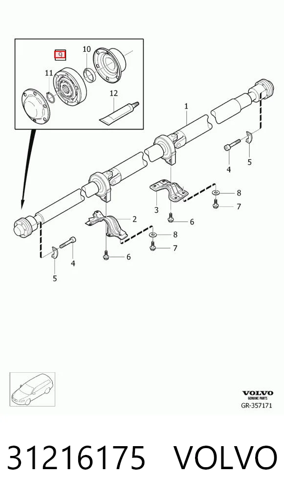 31216175 Volvo Przegub homokinetyczny wału Cardana przedniego, tylny