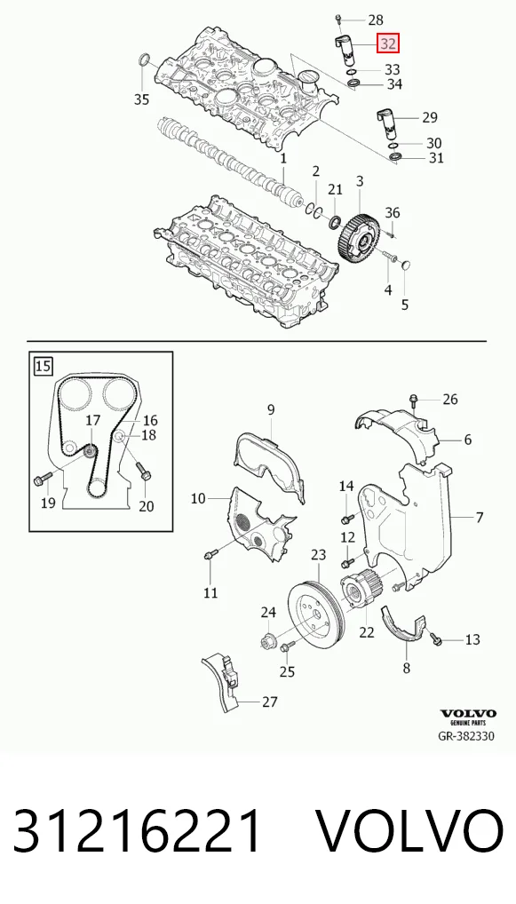 31216221 Volvo Zawór elektromagnetyczny położenia (faz) wałka rozrządu prawy