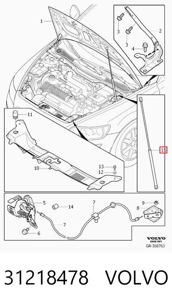 31218478 Volvo Amortyzator maski