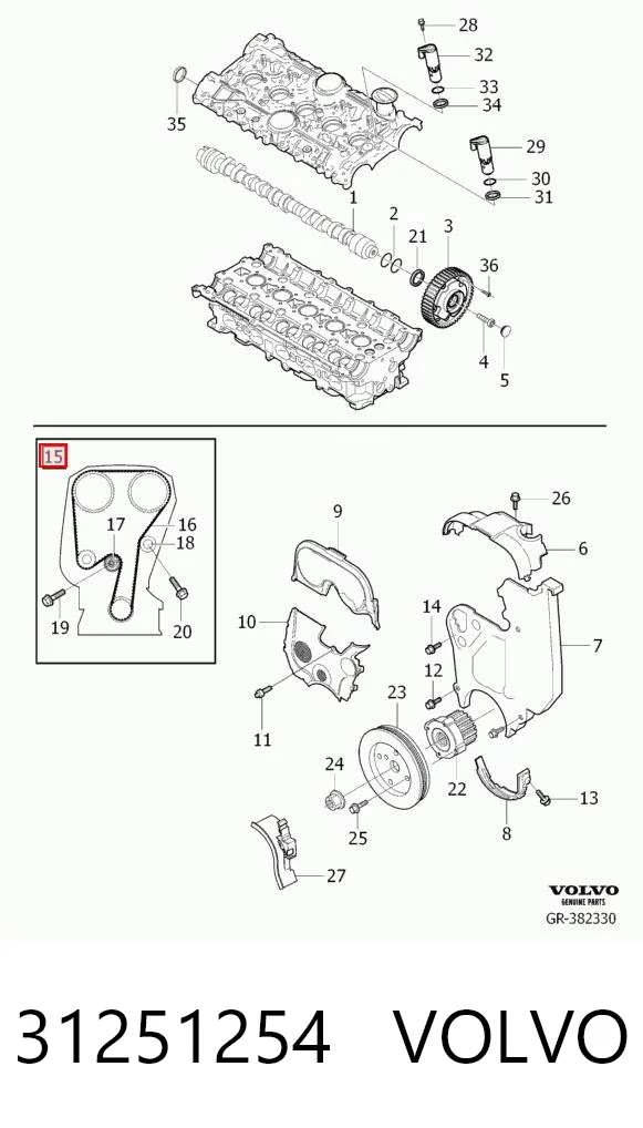 31251254 Volvo Pasek rozrządu, zestaw