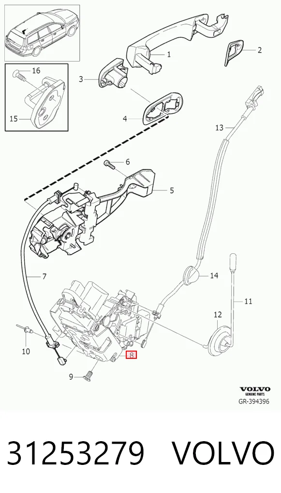  Zamek drzwi tylnych lewych Volvo V50 