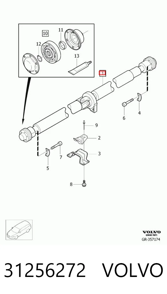 31256272 Volvo Wał Cardana tylny, kompletny