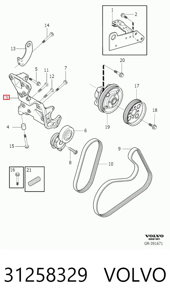 Wspornik alternatora do Volvo XC60 I 156
