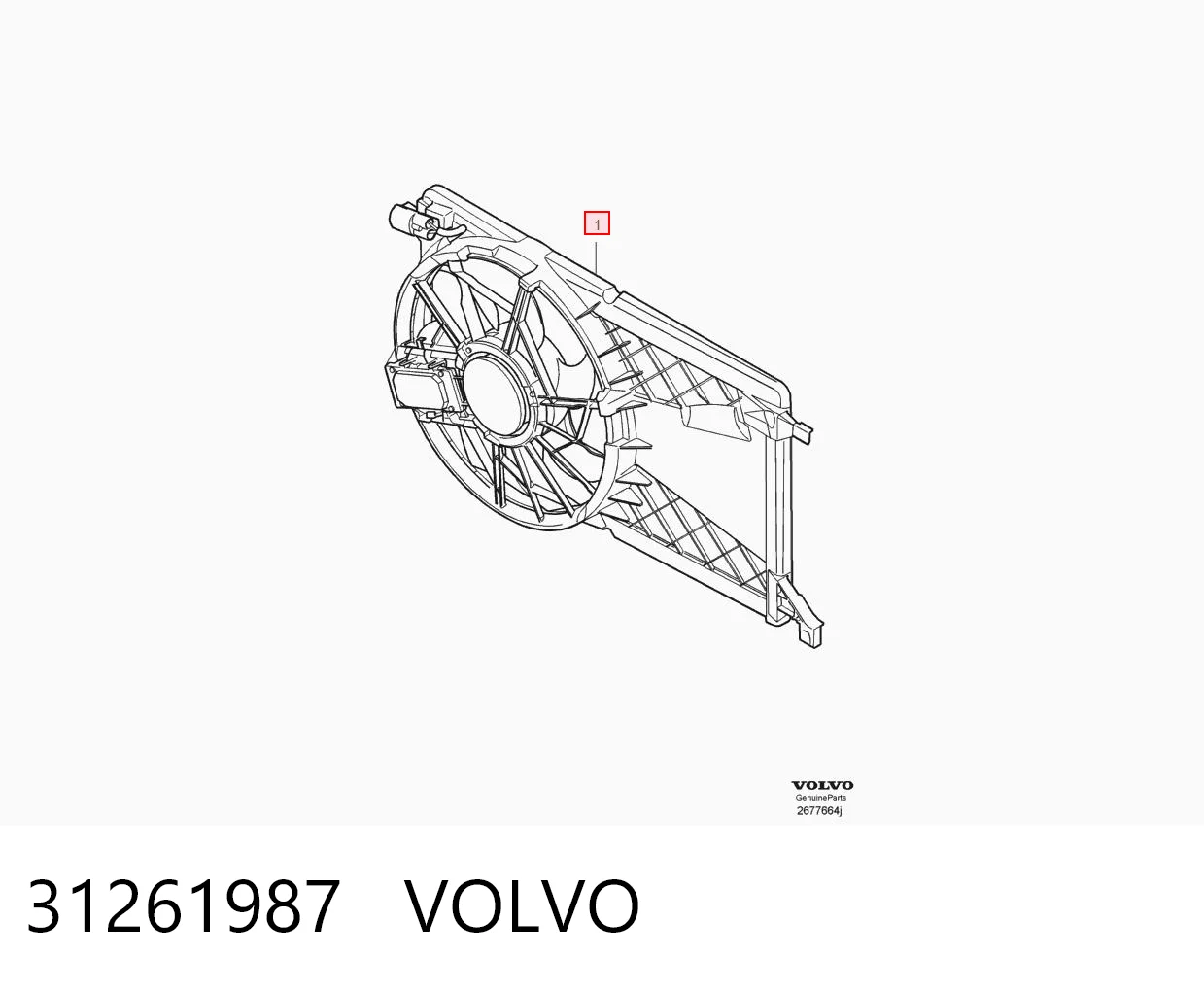 31261987 Volvo Dyfuzor chłodnicy, w komplecie z silnikiem i wirnikiem
