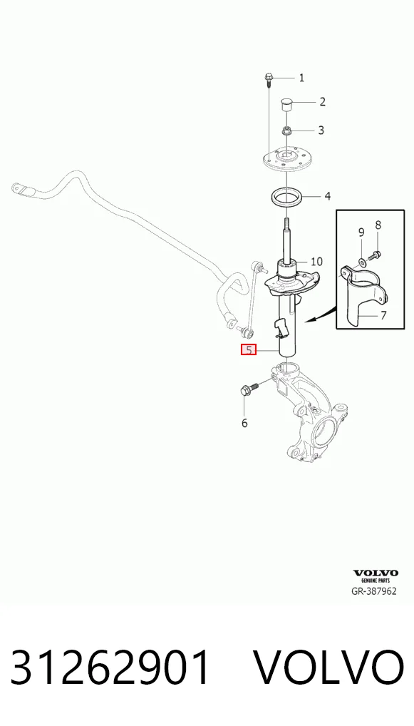 31262901 Volvo Amortyzator przedni lewy
