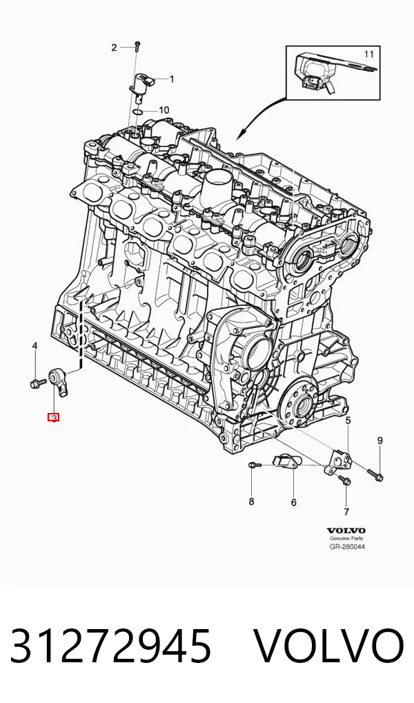 31272945 Volvo Czujnik stukowy (czujnik spalania stukowego)