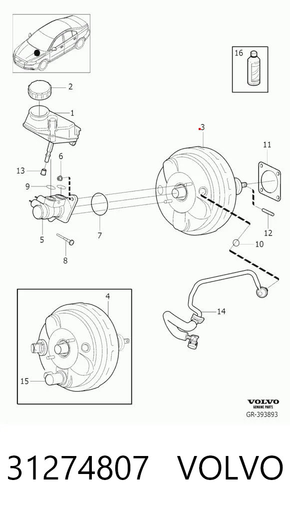 Wzmacniacz próżniowy hamulców Volvo XC70 II