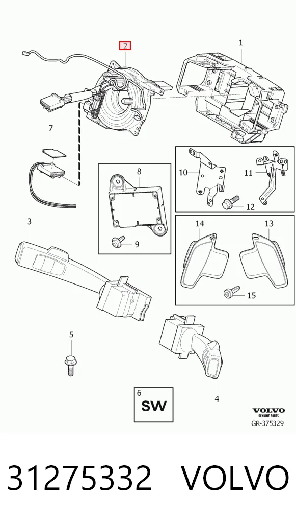 Do koszyka Pierścień kontaktowy AIRBAG, taśma kierownicy  Volvo XC60 I 156
