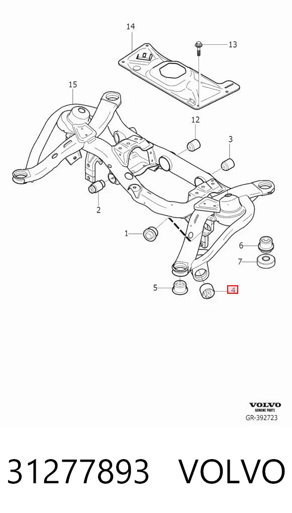 31277893 Volvo Silentblock tylnej belki