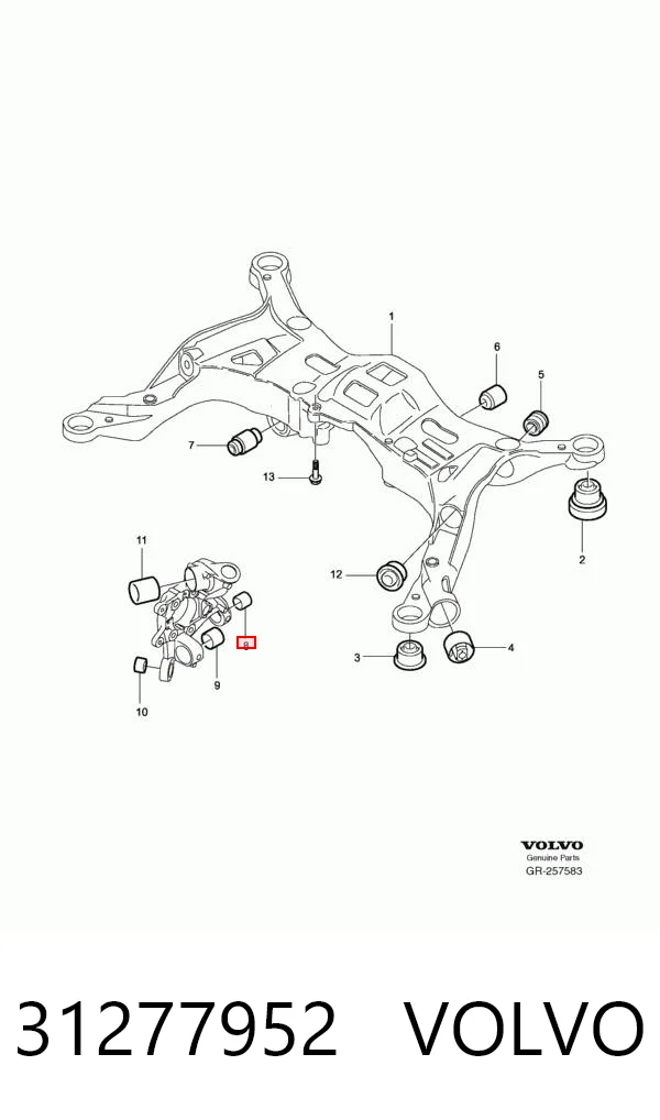 31277952 Volvo Silentblock czopu tylnego