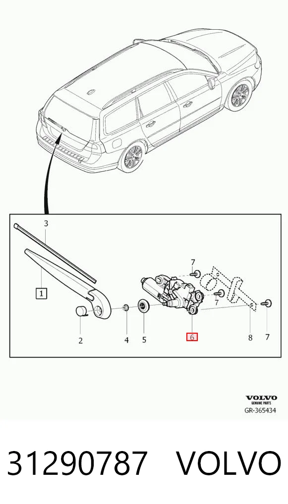 31290787 Volvo Silniczek wycieraczki tylnej szyby
