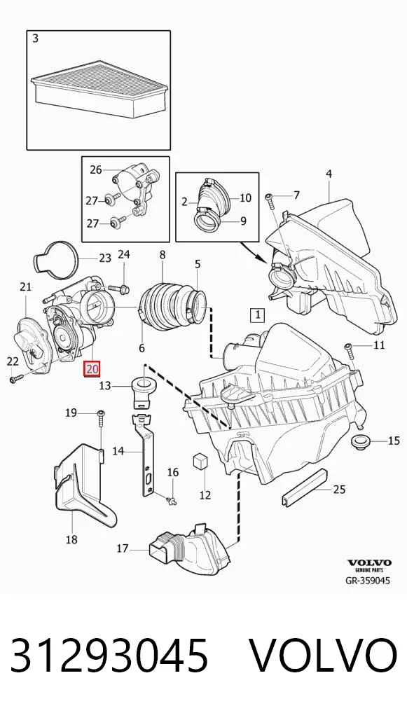 31293045 Volvo Przepustnica, komplet