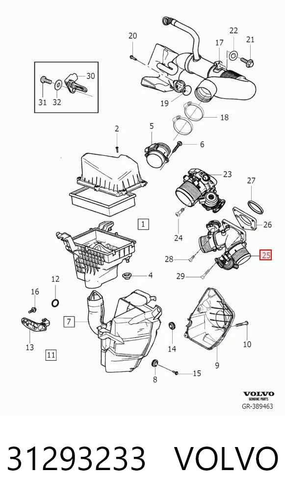31293233 Volvo Przepustnica, komplet