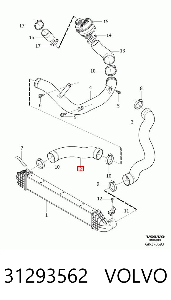 31293562 Volvo Przewód (króciec) intercoolera