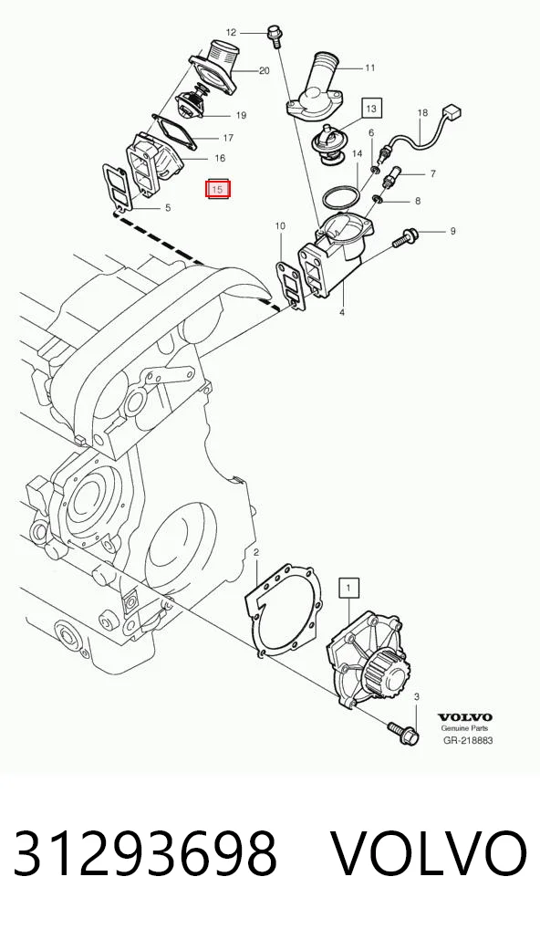 31293698 Volvo Obudowa termostatu