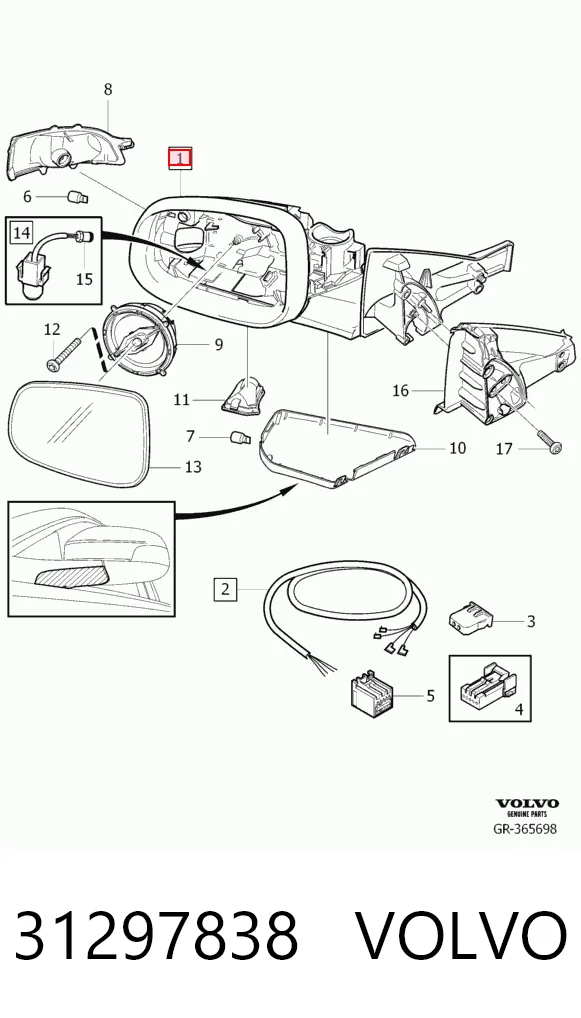 Lusterko wsteczne lewe do Volvo S80 AS, AR