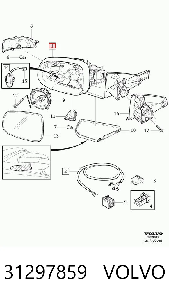 Lusterko wsteczne prawe do Volvo S80 II AS, AR