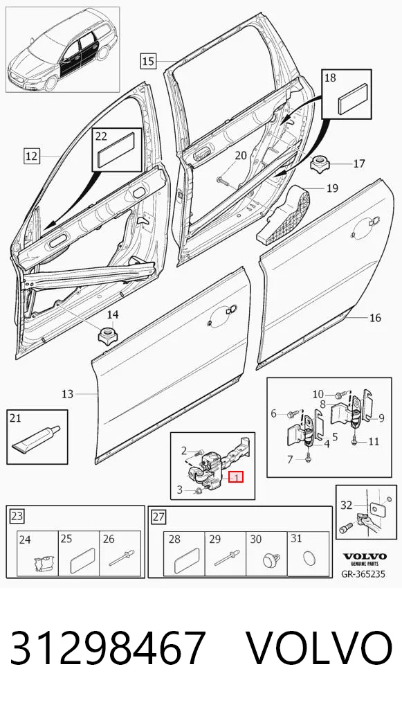 31298467 Volvo Ogranicznik drzwi tylny