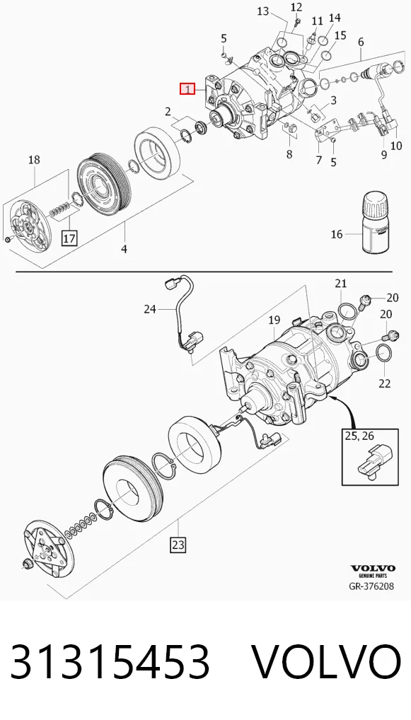 31315453 Volvo Sprężarka klimatyzacji