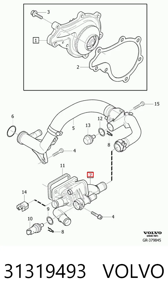 31319493 Volvo Obudowa termostatu