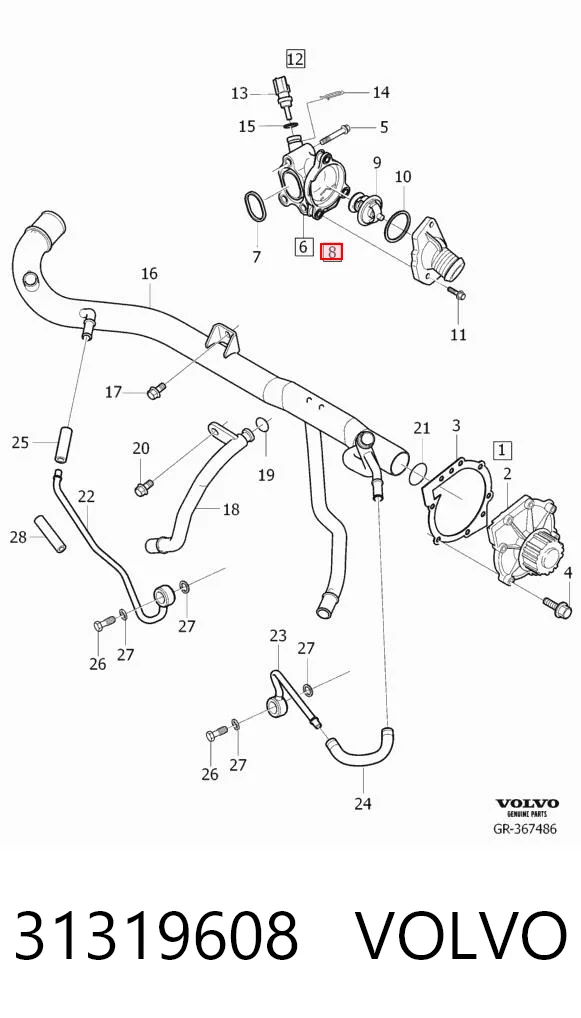 31319608 Volvo Termostat