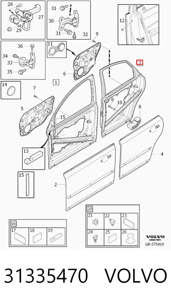 Drzwi tylne prawe Volvo V50 kombi (MW) (2004 - 2012) cena, od 228,46 USD