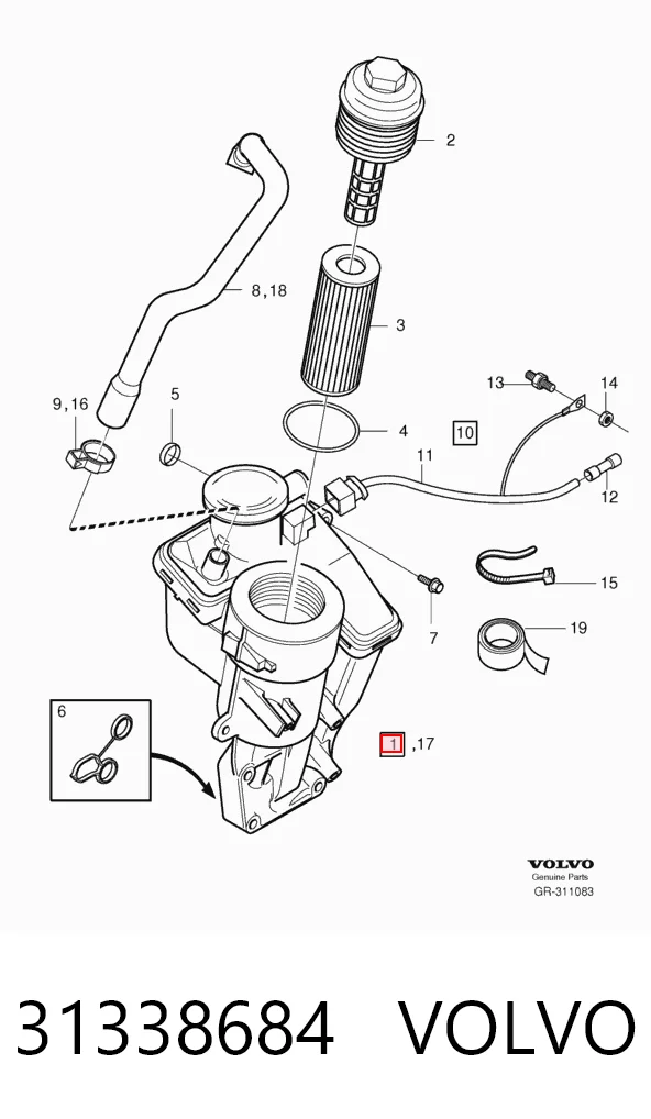 31338684 Volvo Obudowa filtra oleju