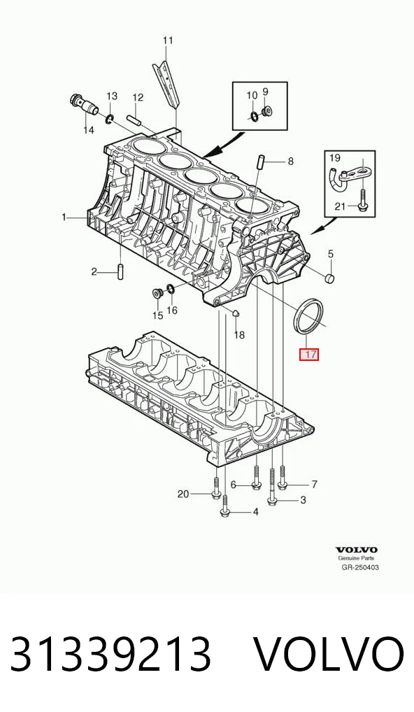 31339213 Volvo Uszczelniacz wału korbowego silnika tylny