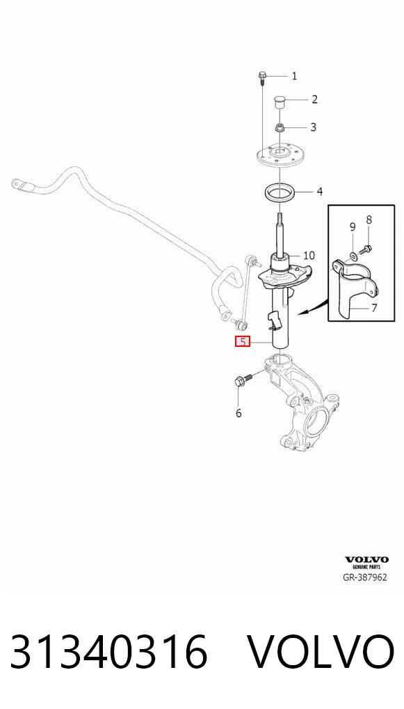 31340316 Volvo Amortyzator przedni prawy