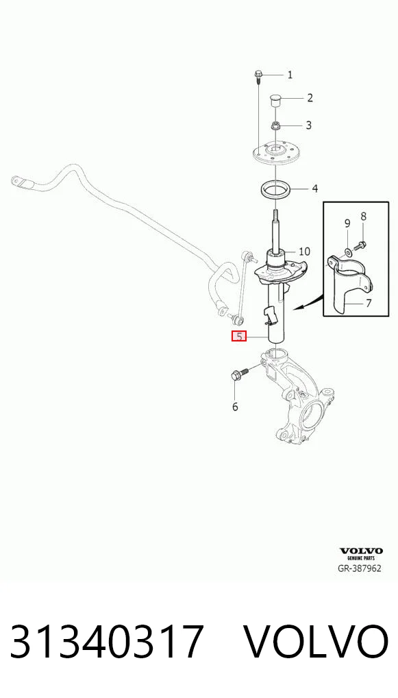 31340317 Volvo Amortyzator przedni lewy