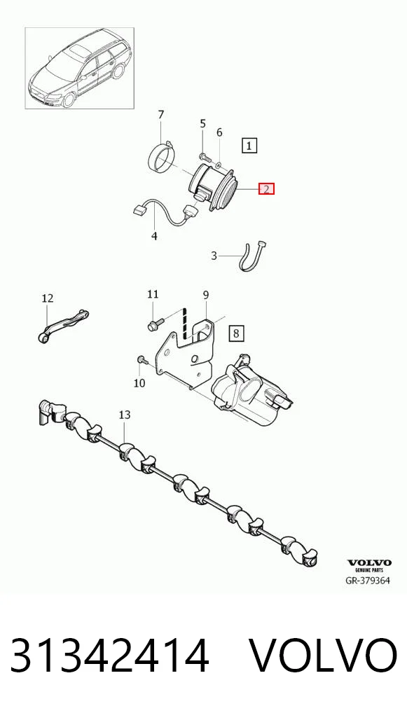 31342414 Volvo Czujnik przepływu powietrza, przepływomierz powietrza M.A.F.