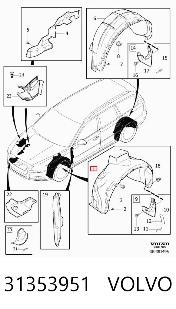 31353951 Volvo Nadkole błotnika przedniego lewe